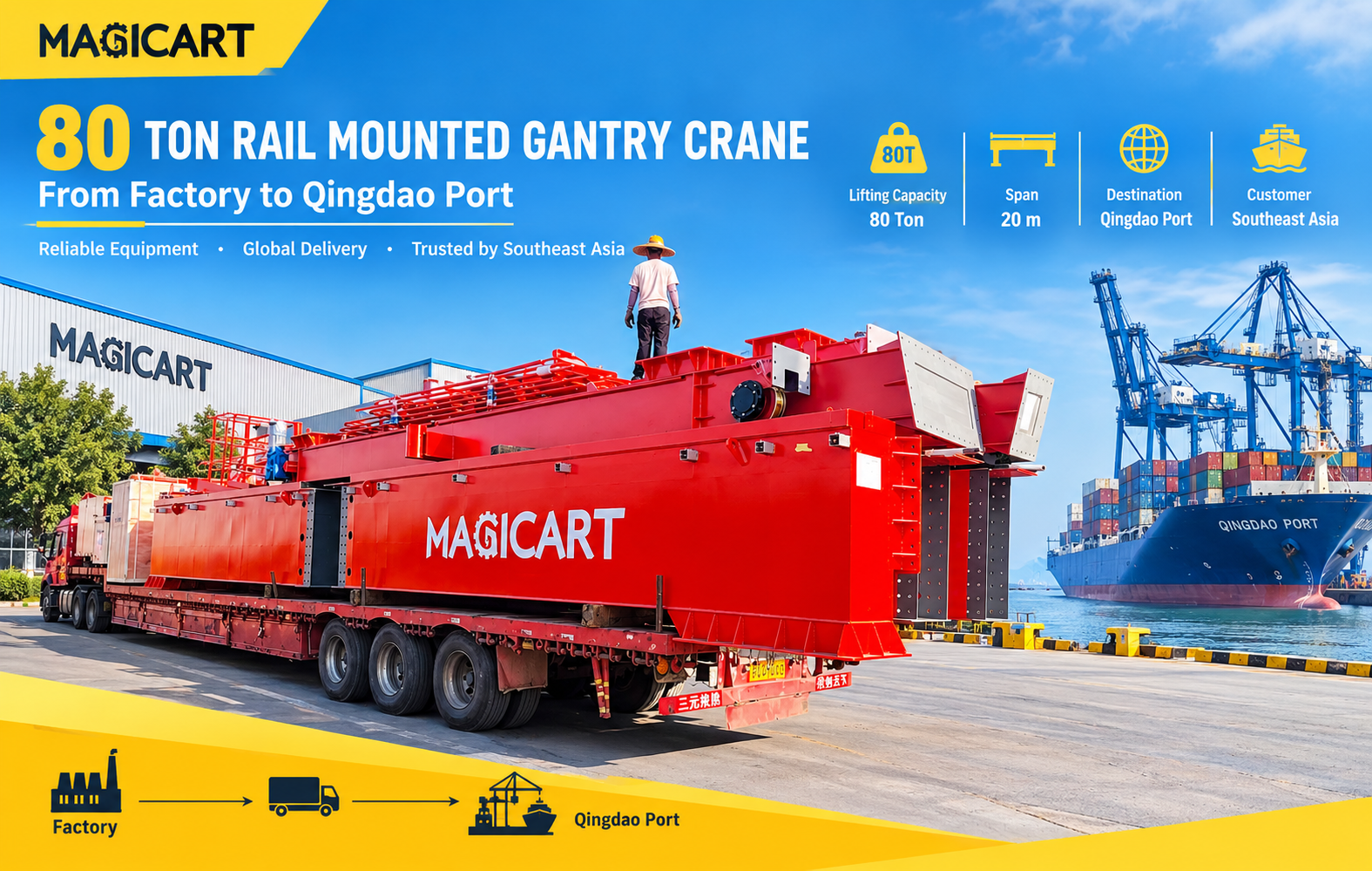 80T Rail Mounted Gantry Crane Loaded for Southeast Asia Delivery